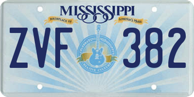 MS license plate ZVF382