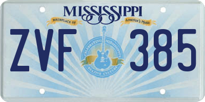 MS license plate ZVF385