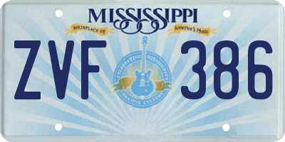 MS license plate ZVF386