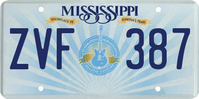 MS license plate ZVF387