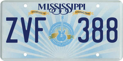 MS license plate ZVF388