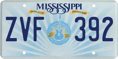 MS license plate ZVF392