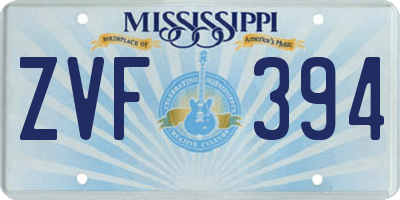 MS license plate ZVF394