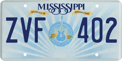 MS license plate ZVF402