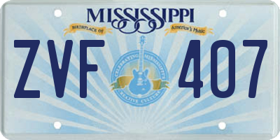 MS license plate ZVF407