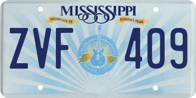 MS license plate ZVF409