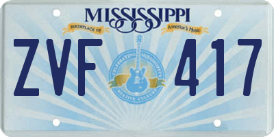 MS license plate ZVF417