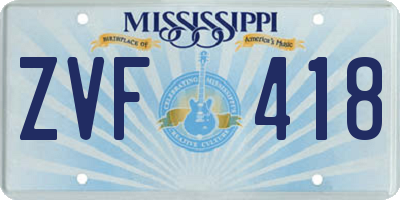 MS license plate ZVF418