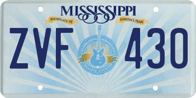 MS license plate ZVF430