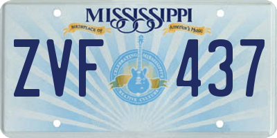 MS license plate ZVF437