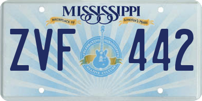 MS license plate ZVF442