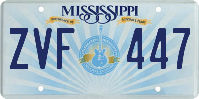 MS license plate ZVF447