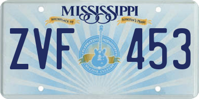 MS license plate ZVF453