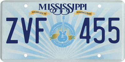 MS license plate ZVF455