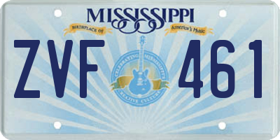 MS license plate ZVF461