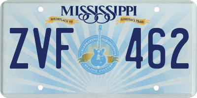 MS license plate ZVF462
