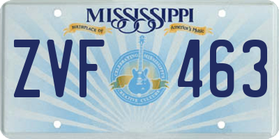 MS license plate ZVF463