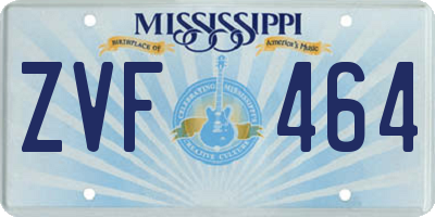 MS license plate ZVF464