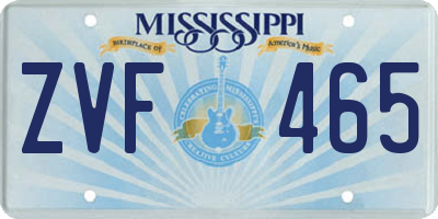 MS license plate ZVF465