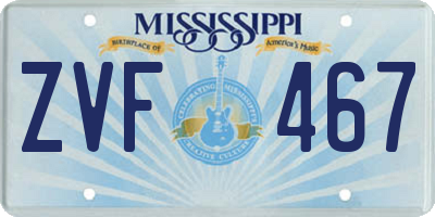 MS license plate ZVF467