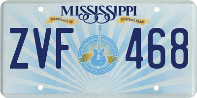 MS license plate ZVF468