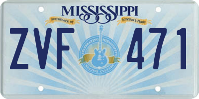 MS license plate ZVF471