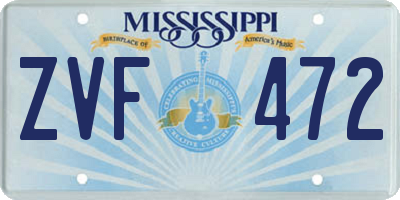 MS license plate ZVF472