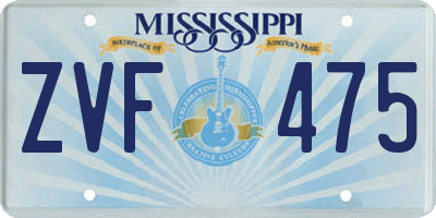 MS license plate ZVF475