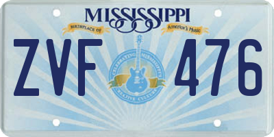 MS license plate ZVF476
