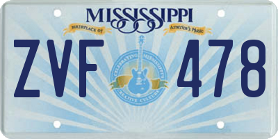 MS license plate ZVF478
