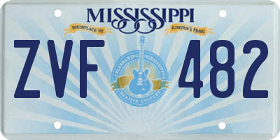 MS license plate ZVF482