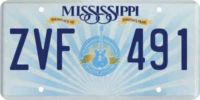 MS license plate ZVF491