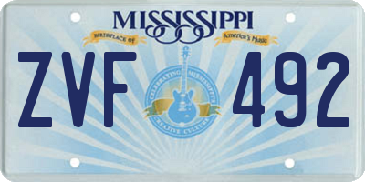 MS license plate ZVF492