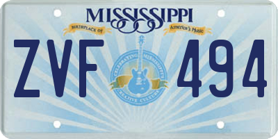 MS license plate ZVF494