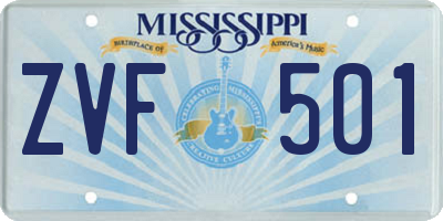 MS license plate ZVF501
