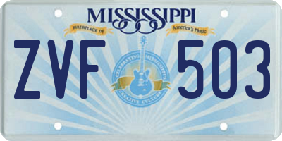 MS license plate ZVF503