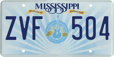 MS license plate ZVF504