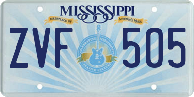 MS license plate ZVF505