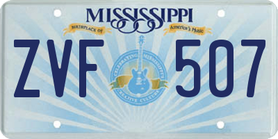MS license plate ZVF507