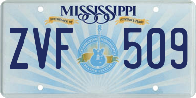 MS license plate ZVF509