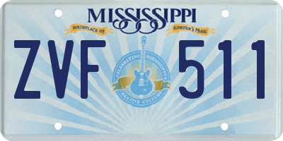 MS license plate ZVF511