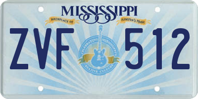 MS license plate ZVF512