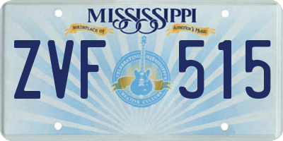 MS license plate ZVF515