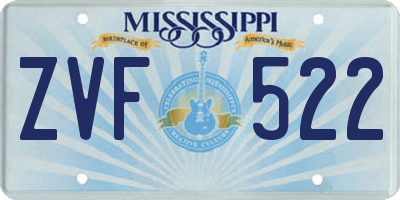 MS license plate ZVF522