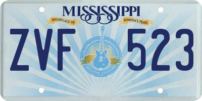 MS license plate ZVF523