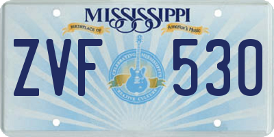 MS license plate ZVF530