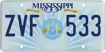 MS license plate ZVF533