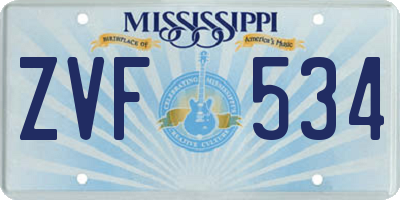 MS license plate ZVF534