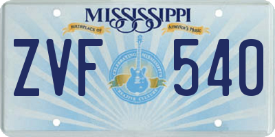 MS license plate ZVF540