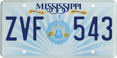 MS license plate ZVF543